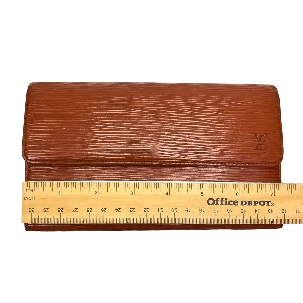 Louis Vuitton Vintage Epi Leather Long Continental Wallet Brown Cognac 90's